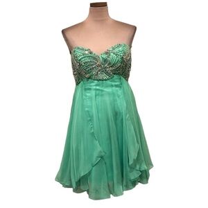 NWT Sherri Hill Prom Dress Size 10 Pastel Green Rhinestone Mini Style 3846